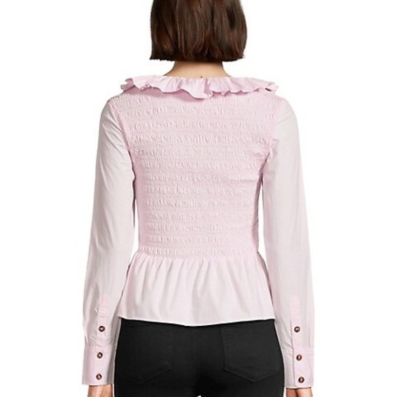 GANNI ! Organic Cotton Ruffled Scoopneck Blouse - Picture 3 of 11